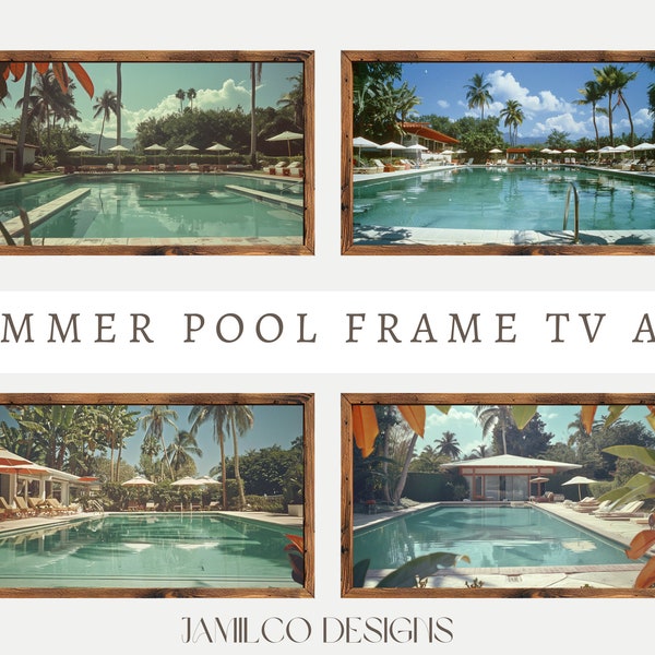 Samsung Frame TV Art Collection, Poolside Digital Art, Summer Art for Frame TV, Boho Beach Tv Art, Summer Art, Summer Poolside Digital Art