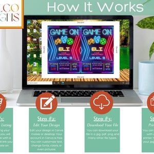 Game on Level up Birthday Invitation, Kids Invitation, Digital Party ...
