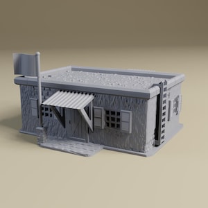 Middle East Admin Building 28mm, 20mm, HO or 15mm miniature wargaming terrain, North Africa, WWII or Modern, Bolt Action, Chain of Command