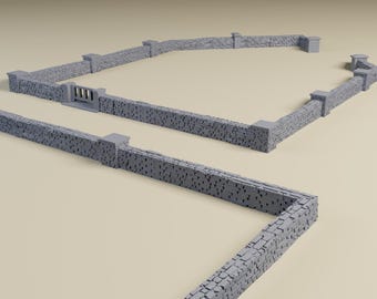 Town Wall Set | Detailed Scatter Terrain for Tabletop Gaming, RPG and Dioramas | WWII, D&D Wargaming Terrain 28mm, 20mm, HO and 15mm