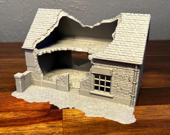 Normandy Overlord Ruined Village Cafe WWII tabletop wargaming terrain Bolt Action, Flames of War, Chain of Command | 28mm, 20mm, 15mm Scale