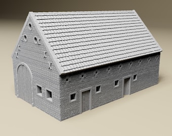 Napoleonic / WWII Barn for tabletop wargaming terrain Bolt Action, Flames of War, Chain of Command | 28mm, 20mm, 15mm Scale