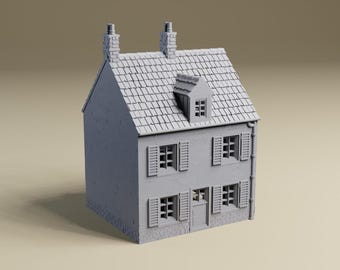 D-Day Carentan House #1 - WWII tabletop wargaming terrain Bolt Action, Flames of War, Chain of Command | 28mm, 20mm, HO, 15mm Scale