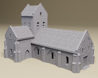 Overlord Village Church WWII Normandy tabletop wargaming terrain Bolt Action, Flames of War, Chain of Command | 28mm, 20mm, HO 15mm Scale