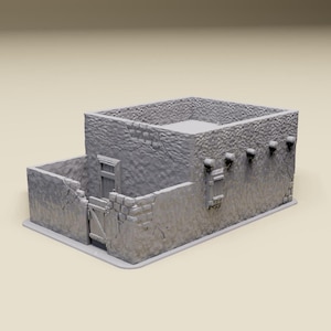 Middle East House 1 - Detailed WWII tabletop wargaming terrain Bolt Action, Flames of War, Chain of Command | 28mm, 20mm, 15mm Scale