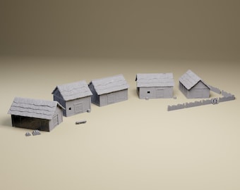 Medieval Peasant Village Combo, Fantasy Terrain for Miniature Wargames, RPGs | 32mm-20mm Warcry, AoS, Frostgrave, Dungeons and Dragons