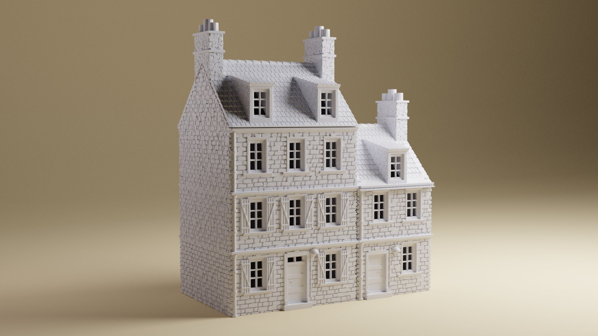 Sainte-Marie-du-Mont Double House Set | 15mm, 20mm or 28mm Scale | Detailed WWII tabletop wargaming terrain, Bolt Action, Flames of War