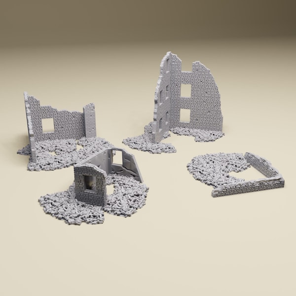 Urban Ruins and Rubble -  Detailed WWII Terrain for 28mm, 20mm, 15mm , HO Tabletop Wargames
