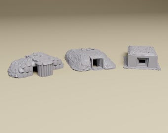 Pacific WWII Bunker Combo - 28mm, 20mm, HO or 15mm miniature wargaming terrain for WW2, Korea, Vietnam, Bolt Action, Chain of Command