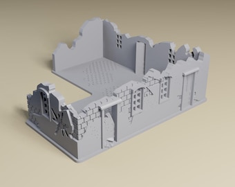 Rubble Building A | WW2 wargaming terrain. 3D printed for Bolt Action , Chain of Command, Flames of War 28mm, 20mm, HO, or 15mm
