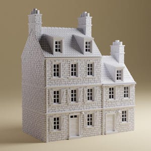 Sainte-Marie-du-Mont Double House Set | 15mm, 20mm or 28mm Scale | Detailed WWII tabletop wargaming terrain, Bolt Action, Flames of War