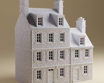 Sainte-Marie-du-Mont Double House Set | 15mm, 20mm or 28mm Scale | Detailed WWII tabletop wargaming terrain, Bolt Action, Flames of War