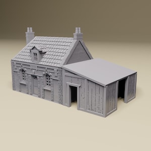 Benouville House 21 Pegasus Bridge | 15mm, 20mm, HO or 28mm Scale | WWII tabletop wargaming terrain, Bolt Action, Flames of War