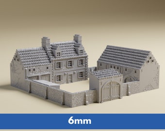 6mm Normandy Farm Complex | 1:285 scale 3D Printed WWII miniature tabletop wargaming terrain - GHQ, O-Group, Battletech -  8mm, 10mm, 12mm