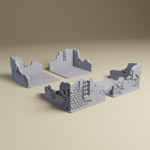 Rubble Corners Set | 28mm, 20mm, HO or 15mm Scale | 3D Printed WW2 historical wargaming terrain,Bolt Action, Flames of War - scatter terrain