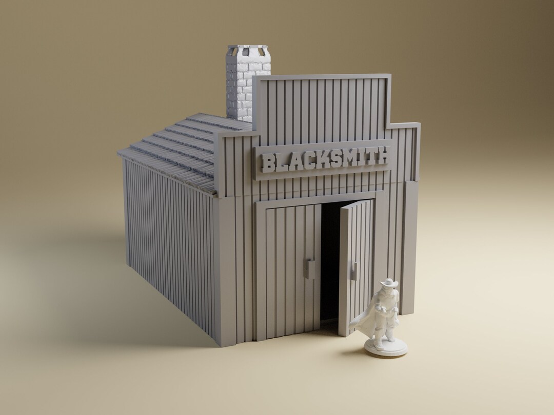 Outland Tactics Blacksmith Shop Miniature - 28mm Scale Unpainted Terrain For War Games & RPGs
