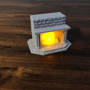 Flickering LED Fireplace 32mm / 28mm Miniature Terrain for D&D and RPGs | Age of Sigmar, DND, Malifaux, Pathfinder, Dungeons and Dragons