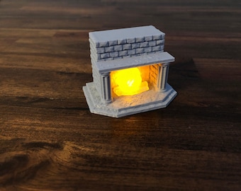 Flickering LED Fireplace 32mm / 28mm Miniature Terrain for D&D and RPGs | Age of Sigmar, DND, Malifaux, Pathfinder, Dungeons and Dragons