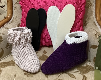 10 pairs thick felt wool insoles for crochet slippers ready with holes, crochet insoles for slippers, Christmas gift DIY, last minute gifts