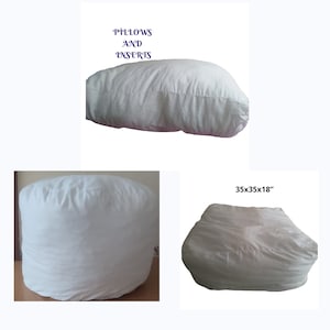 Puede incluir: Tres rellenos de almohada blancos de diferentes tama&ntilde;os. El relleno superior es una almohada rectangular que mide 35x35x18 pulgadas. El relleno del medio es una almohada redonda. El relleno inferior es una almohada rectangular.