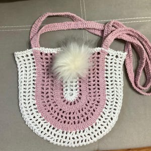 Handgemachte Boho Tasche Filetbeutel niedliche Mädchentasche Geburtstagsmädchentasche Teenagerhandtasche rosa Filetbeutelbeutel creme Einkaufstasche Geschenk für FreundTasche, GIFT23