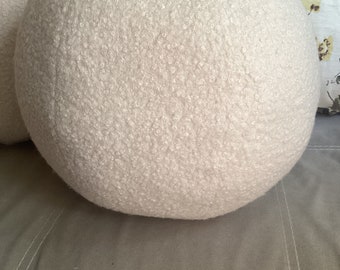 Cozy sphere Boucle pillow,  new trend Boucle ball pillow, puffy round ball cushion, round decorative Boucle textured pillow, soft pillows