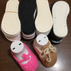 5 pairs Baby Crochet soles for slippers / soles with holes for baby shoes / thick crochet soles / crochet insoles with holes, Filzsohlen