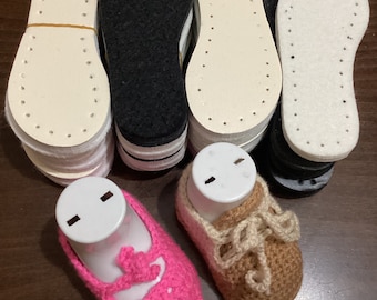 5 pairs Baby Crochet soles for slippers gift Christmas for baby shoes thick crochet soles craft mama gift Christmas shoe soles DIY