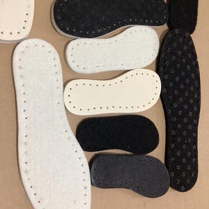 10 pairs thick felt wool insoles for crochet slippers ready with holes, crochet insoles for slippers, Christmas gift DIY, last minute gifts