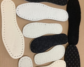 5 Paar gehäkelte Wollsohlen für Hausschuhe / dicke Sohlen mit Löcher für DIY Schuhe / Filzsohlen / Sole Hut Schuhe / US 4-12, vorgestanzt