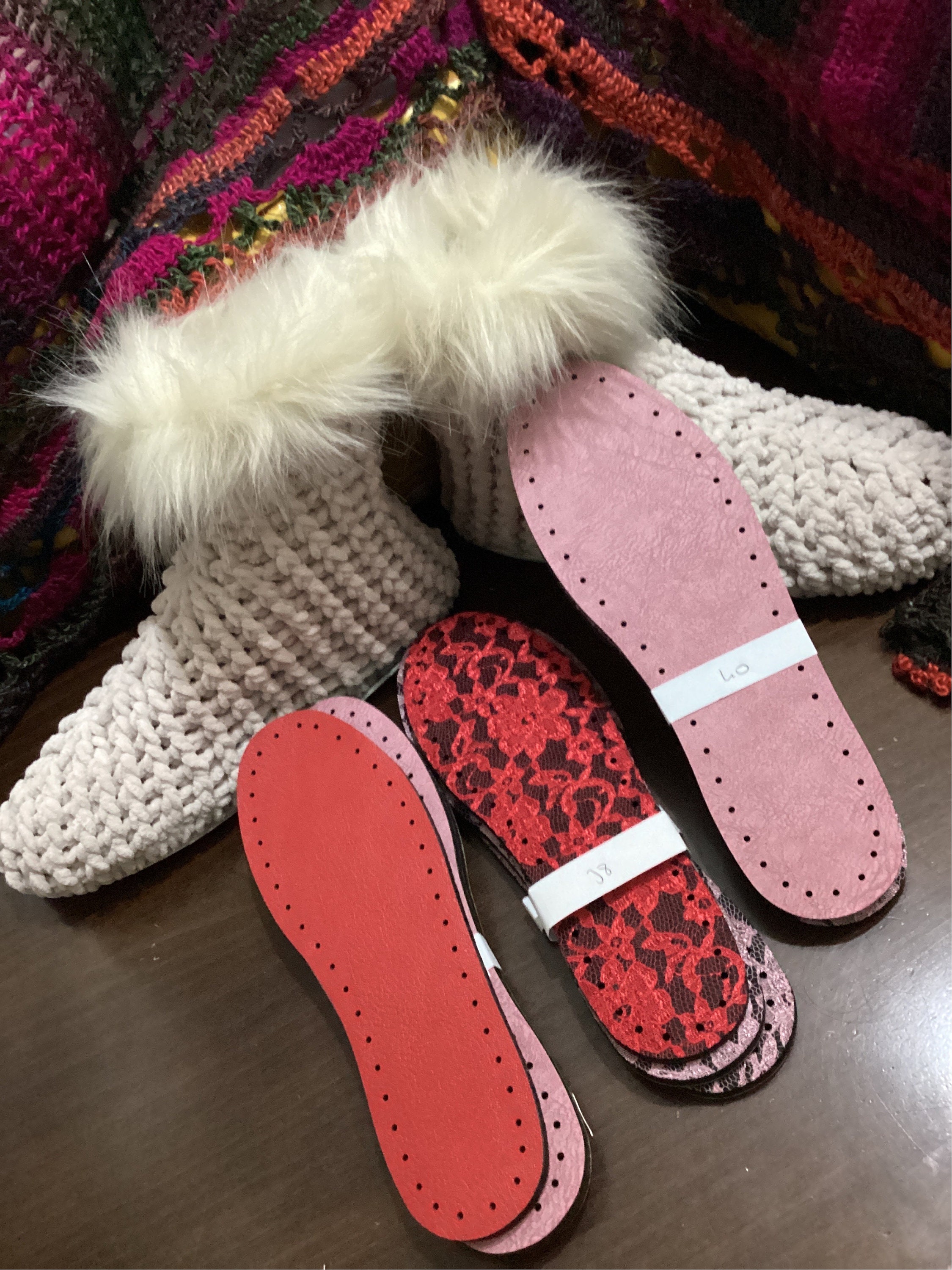 5 pairs New Lace Crochet soles for DIY slippers, soles with holes for DIY shoes any size, crochet soles, crochet insoles, soles with holes