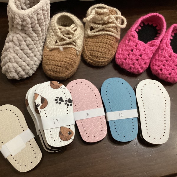 Felt soles for newborn babies, ready with holes new designs felt crochet soles, baby DIY soles for slippers, Newborn  soles for baby shoes