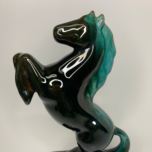 Blue Mountain Pottery, Rearing Horse, Black, Green, BMP, Glaze