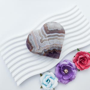 Amethyst Lace Agate Heart Crystal Carving Healing Crystals