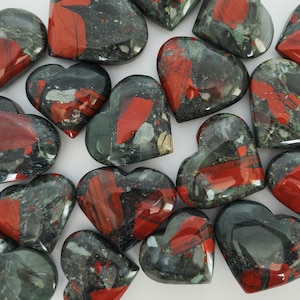 You Pick African Bloodstone Heart Crystal Carving