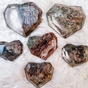 Garden Quartz Lodolite Faceted Heart Crystal