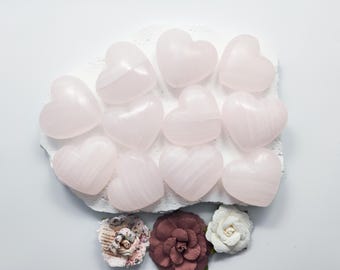 Mangano Pink Calcite Heart Crystal Carving with UV reaction