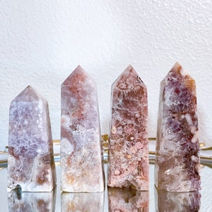 Amethyst Pink Flower Agate Tower / Quartz / Druzy