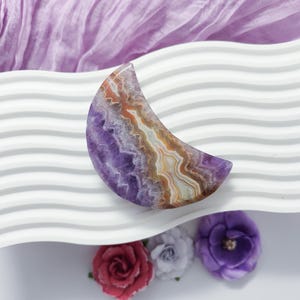 Amethyst Crazy Lace Agate Moon Crystal Carving