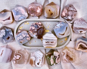 Flower Agate Mini Tower / Red Blue Pink Pastel Small Tower