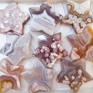Flower Agate Star Carving / Druzy Agate