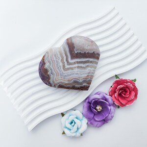 Amethyst Lace Agate Heart Crystal Carving Healing Crystals