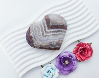 Amethyst Lace Agate Heart Crystal Carving Healing Crystals