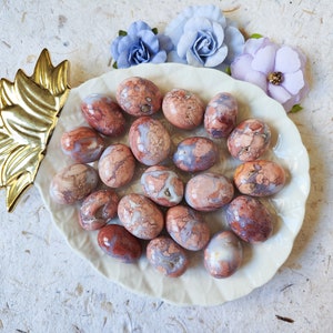 Pink Flower Agate Chalcedony Tumbled Stone Tumble