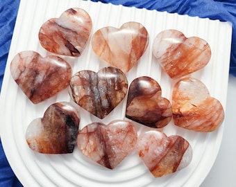 Cristales de pasión tallados en forma de corazón de cuarzo de fuego