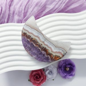Amethyst Crazy Lace Agate Moon Crystal Carving Calming Crystals
