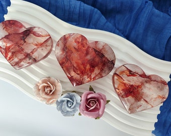 Talla de cristal de corazón de cuarzo de fuego