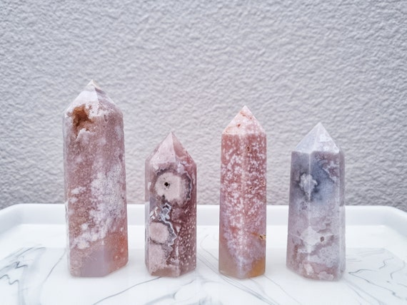 ピンクアメジストフラワーアゲートタワー / ブルー / ドゥルージー