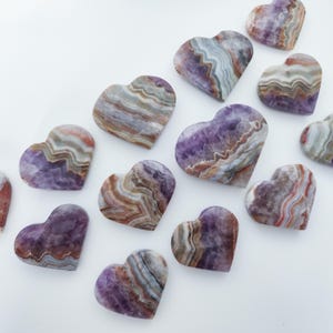 Amethyst Lace Agate Heart Crystal Carving