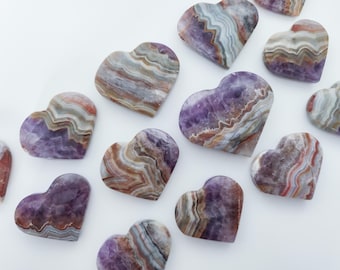 Amethyst Lace Agate Heart Crystal Carving